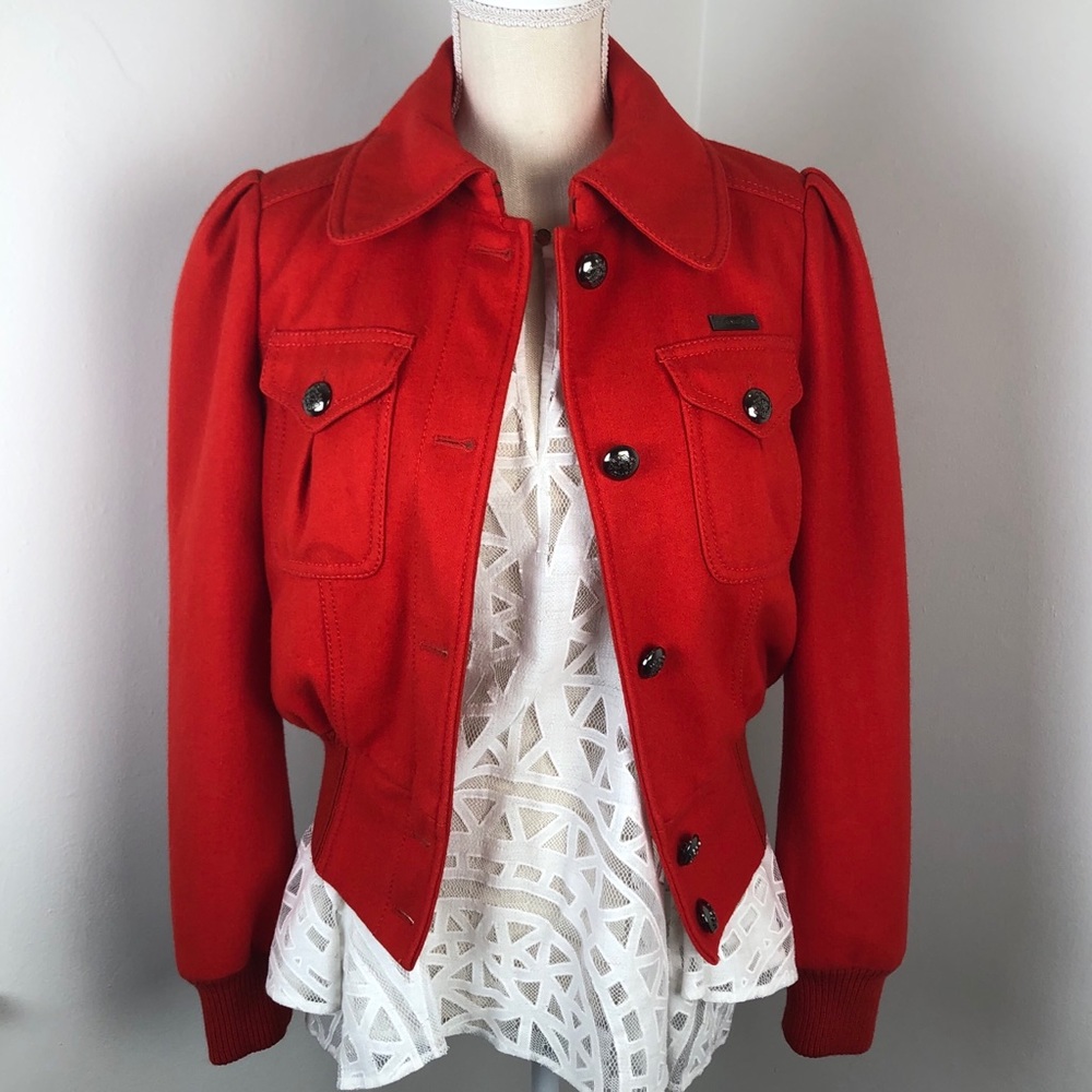 Red Military-Style Jacket Size S